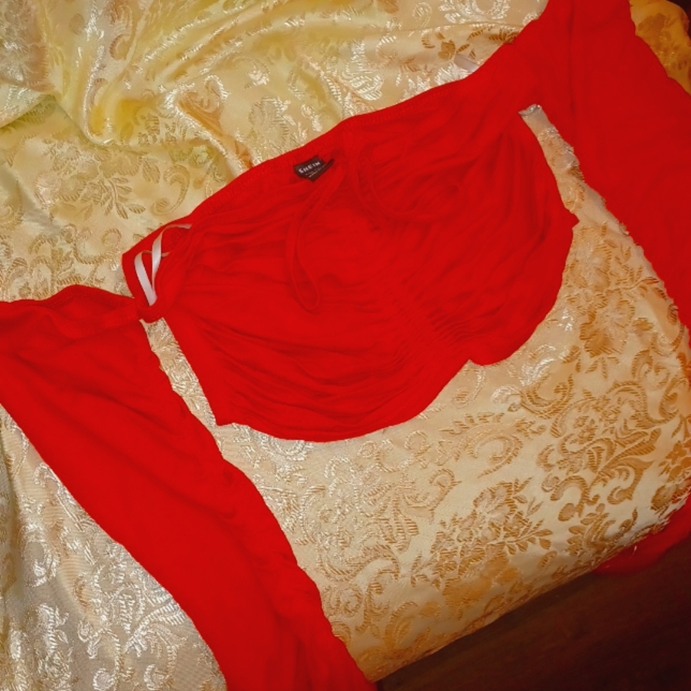 Long Sleeve Bright Red Crop Top